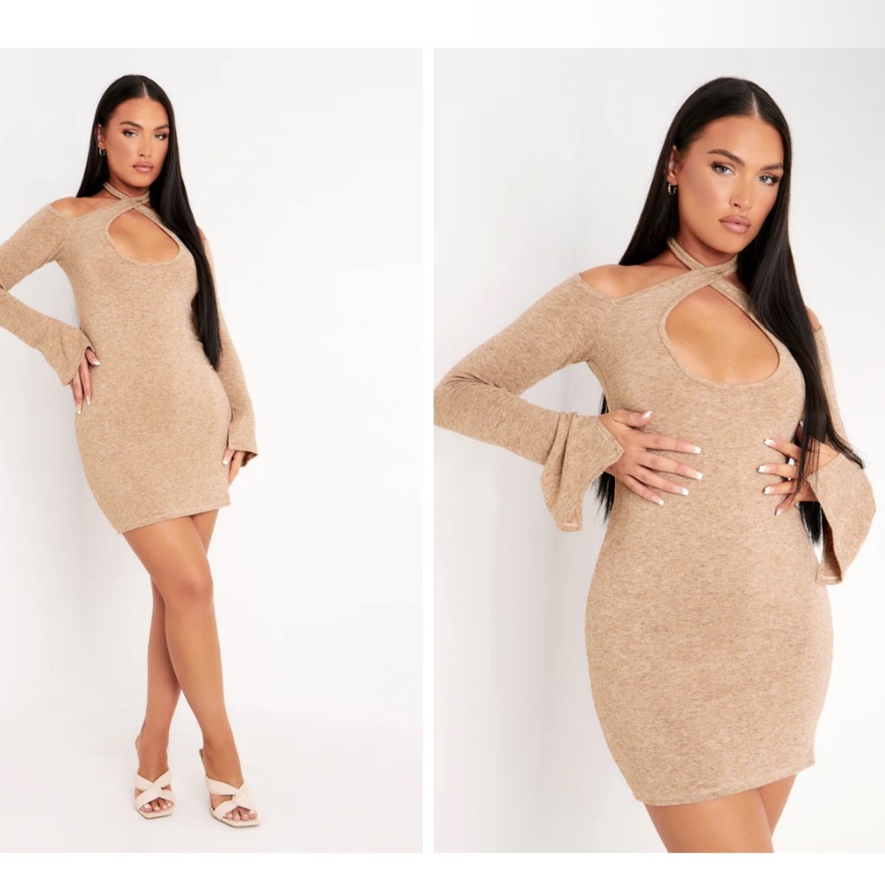 Missy Empire knitted halter dress